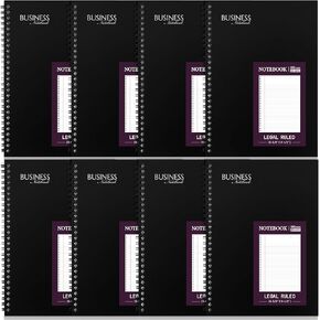 8 Pack Wirebound Business Notebook Legal SPORT Notebook 6-5/8 "× 9-1/2" 80 ورقة لكل وسادة مجلة مهنية لمجلة Office Planner Meeting Men Women (Purple)
