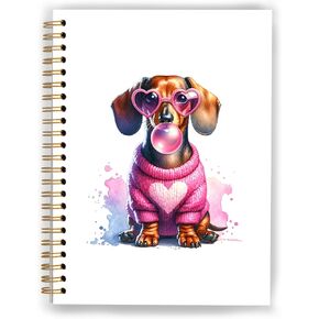 دفتر ملاحظات مضحك الوردي الوردي bubblegum dachshund ، مجلة Dachshund Lovers Gifts Journal ، Weiner Dog Gifts Journal ، Sausage Dog Hardcover Notebooks ، 5.5x8.3 Inch1