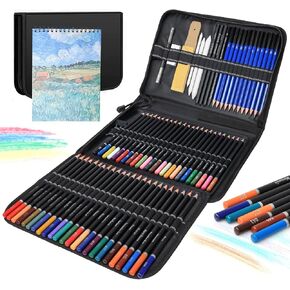 72 عدد أقلام الرصاص الرسم ، واللوازم الفنية هدايا مع مجموعة الرسم A4 ملونة Graphite ، أقلام الرصاص الفحم للفنانين المراهقين.