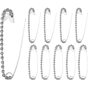 10PCS Fixed Safety Pins Silver Clothing Jewellery Fixed Button Pins Diamonds Brooch Sweater Scarf Lapel Hat Shawl Accessories for Hat Pins Clothespin Dress Clip Scarf Pin