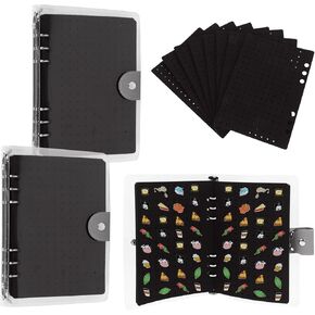 2 PCS 8 Pages A5 BIN PIN Display Book HOURSORORS PORTABLE PIN TRADING BOOK مع PVC Cover Cover Black PIN BOOK BOOK HOURSIONS ، PINS PINS ، PINS MAMIOR
