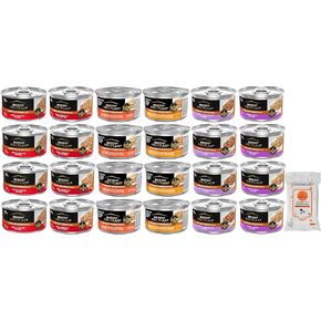 Aurora Pet Variety Pack (24 Cans) Complete Essentials Chicken, Turkey & Beef Canned Cat Food (3 oz Each) + AuroraPet Wipes