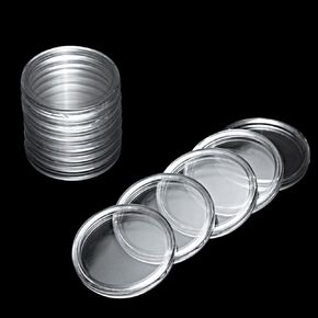 50pcs كبسولات عملة بلاستيكية واضحة ، حامل عملة بالدولار الفضي ، تخزين عملة فضية 35 مم ، حاملي عملة معدنية لهواة جمع العملات ، حاملي عملة معدنية نصف الدولار (35 مم-50 مساءً)