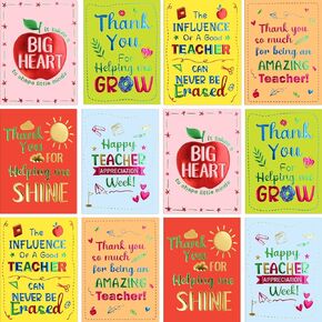 Fancy Land 24 Pack Teacher Appreciation Cards Embossed Thank You Cards for Teachers End of School Year Graduation with Envelopes