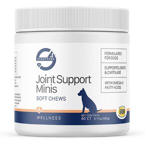 Stratford Pharmaceuticals الدعم المشترك Minis مضغ ناعم للكلاب الصغيرة مع الجلوكوزامين chondroitin msm ، تخفيف آلام المفاصل والورك ، 60 العد