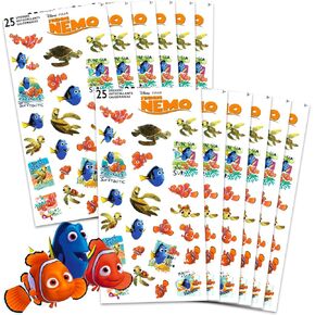 العثور على Nemo Party Favors لـ Boys & Girls Bundle ~ 12 Pack Finding Dory Sticker Sheets for Kids Birthday Party Goodie Bags | العثور على مستلزمات حزب Nemo