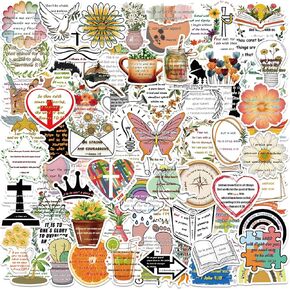 100pcs ملصقات يسوع المسيحية ، ملصق إيمان الآية للكتاب المقدس ، شارات ملهمة لزجاجات المياه ، هدايا عيد الفصح الدينية للبالغين أطفال ونساء