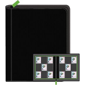 9 Pocket Toploader Binder - Premium Trading Card Binder Holds 288 Toploaders, Durable Side-Loading Card Album with Zipper, Perfect for TCG, MTG, and Sports Cards, Black & Green