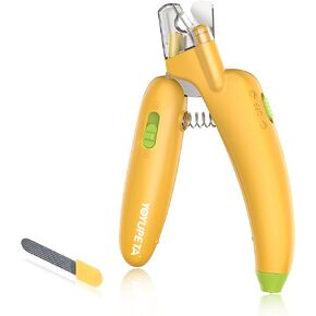 الكلاب الكليفية الكلب مع ملف LED LED Light & Nail-مجموعة أدوات الاستمالة للحيوانات الأليفة المحترفة في المنزل ، وملف مخلب Razor-sharp وملف مدمج للتقليم الآمن الخالي من الإجهاد على القطط الكلاب. أصفر