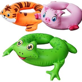 3 حزمة مقسمة حلقة Floatie Frog Tiger Pig مجموعة حلقات حمام السباحة: حلقات السباحة وعوامات المسبح للأطفال 3-6 ، ألعاب تطفو على المسبح للأطفال الصغار 3-5