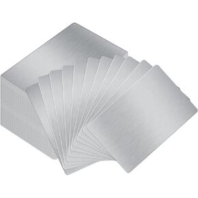60 Pcs 304 Stainless Steel Metal Business Cards 0.5 mm Thick Silver DIY Personalized Cards Laser Engraving Stainless Card Sublimation Blank Metal Business Card for House Office Customer Gift Supplies