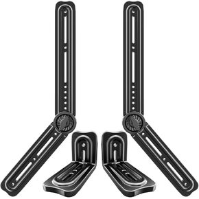 HCMOUNTING Soundbar Mount Bracket, 𝐒𝐨𝐮𝐧𝐝 𝐁𝐚𝐫 𝐌𝐨𝐮𝐧𝐭𝐬 Under TV or Above TV Fits Most Sound Bars Up to 20 Lbs, Soundbar TV Mount with 180° Adjustable Extension Plates and L-Shaped Hooks
