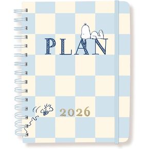 18 Month Planner/Calendar by Graphique, July 2025 – Dec. 2026 Checkerd Peanuts Hardbound Spiral Planner, Monthly Tabs, Holidays, Reminder Stickers, 6" x 8"