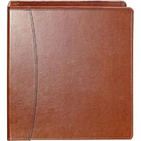 Vintage Brown Leather 3-Ring Binder – 2-Inch Spine – Fits Letter-Size Paper (8.5" x 11") – Built-in Interior Pockets – File Folder Premium Business Organizer (Brown, 2 Inch)