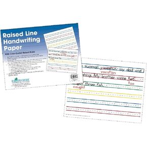 Barker Creek Raised Line Handwriting Paper, Use Sight and Touch to Strengthen Handwriting Skills with Color-Coded Raised Rules, 8.5'' x 11'', 50 Sheets per Pkg (5503)
