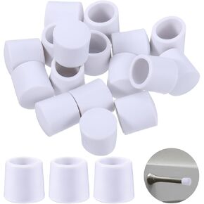 16 PCS 0.39 Inch Door Stop Caps, Door Stopper Rubber Tip Replacement Door Stopper Caps White for Door and Wall Protection