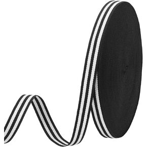 PH PandaHall 50 Yards Black White Striped Ribbon, 3/8 inch Wide Classic Grosgrain Striped Ribbon Fabric Trim for Gift Wrapping Party Decor Valentine Wedding Bouquet Garland Crafts Sewing