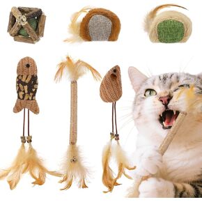 Acostop Catnip Cat Toys for Indoor Cats - 6 Styles Natural Silvervine Chew Toys for Teeth Cleaning, Relief Anxiety and Stress, Reduce Obesity Risk, Ideal for Cat Gifts