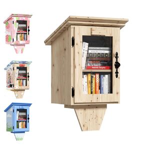 PAKASEPT Outdoor Little Free Library Box - Double Shelf Design with Trapezoidal Roof, Waterproof Wooden Book Sharing Cabinet for Neighborhoods, Schools & Communities - DIY Kit for Sharing Books