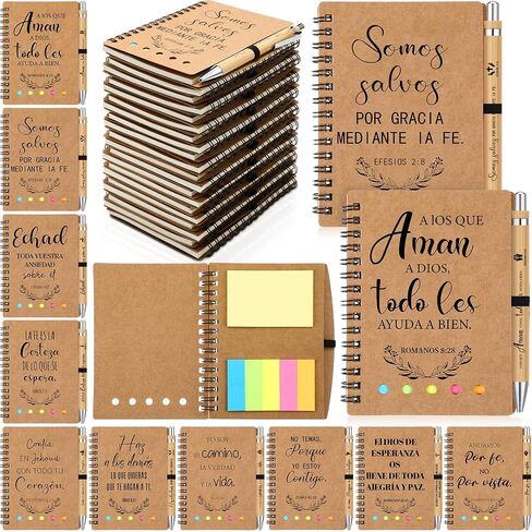 30 Set Spanish Christian Gifts Bulk Religious Notebooks with Bible Verse Pens,Inspirational Spiral Prayer Journal and Pen Set Church Gifts for Women Men Sunday Church Party (Colorful) in Kuwait