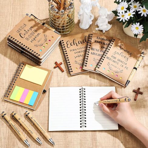 30 Set Spanish Christian Gifts Bulk Religious Notebooks with Bible Verse Pens,Inspirational Spiral Prayer Journal and Pen Set Church Gifts for Women Men Sunday Church Party (Colorful) in Kuwait