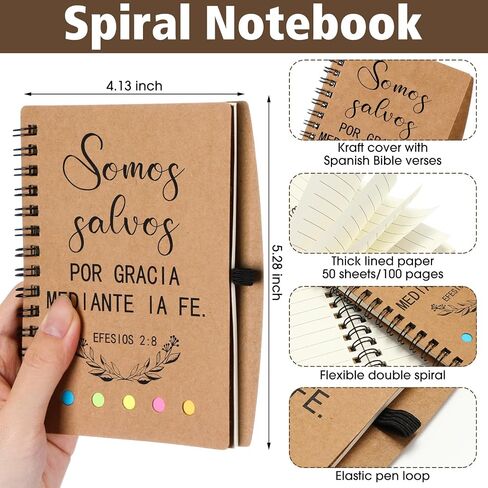 30 Set Spanish Christian Gifts Bulk Religious Notebooks with Bible Verse Pens,Inspirational Spiral Prayer Journal and Pen Set Church Gifts for Women Men Sunday Church Party (Colorful) in Kuwait