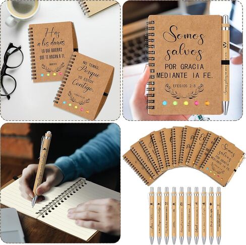 30 Set Spanish Christian Gifts Bulk Religious Notebooks with Bible Verse Pens,Inspirational Spiral Prayer Journal and Pen Set Church Gifts for Women Men Sunday Church Party (Colorful) in Kuwait