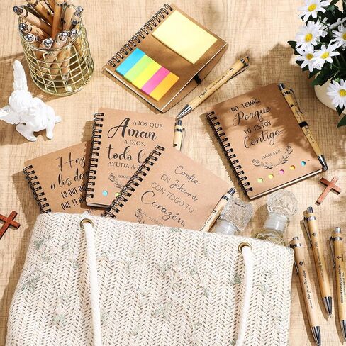 30 Set Spanish Christian Gifts Bulk Religious Notebooks with Bible Verse Pens,Inspirational Spiral Prayer Journal and Pen Set Church Gifts for Women Men Sunday Church Party (Colorful) in Kuwait