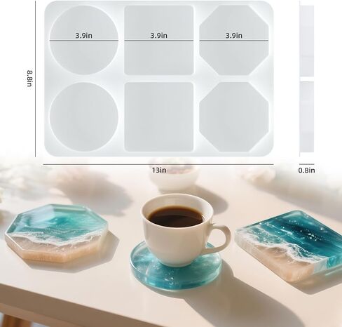 Silicone Coaster molds for epoxy Resin, Large Deep Circle Round Molds Square Octagon for DIY Epoxy Resin Molds Crafts in Saudi Arabia