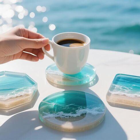 Silicone Coaster molds for epoxy Resin, Large Deep Circle Round Molds Square Octagon for DIY Epoxy Resin Molds Crafts in Saudi Arabia