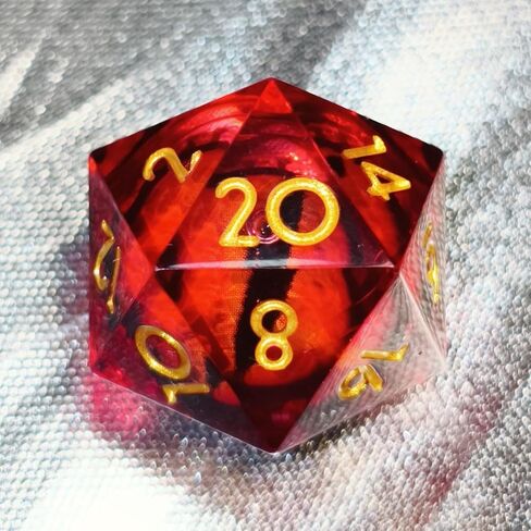 Single Liquid core D20 DND Dice Dungeons and Dragons Gamers Stainless Steel Cage Necklace DND Gifts (Dragon's Eye-Green) in Kuwait
