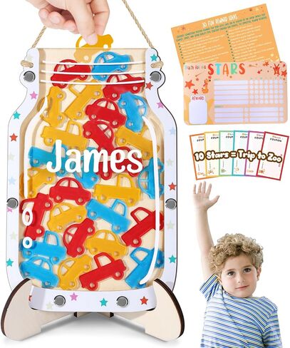 Swooflia Car Custom Reward Jar Jar Star Jar for Kids - Home Star Jar Reward System مع الفصل الدراسي المغناطيسي ، وتدريب القعادة على السلوك الإيجابي للبنات فتيان الحوافز in Kuwait