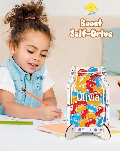 Swooflia Car Custom Reward Jar Jar Star Jar for Kids - Home Star Jar Reward System مع الفصل الدراسي المغناطيسي ، وتدريب القعادة على السلوك الإيجابي للبنات فتيان الحوافز in Kuwait