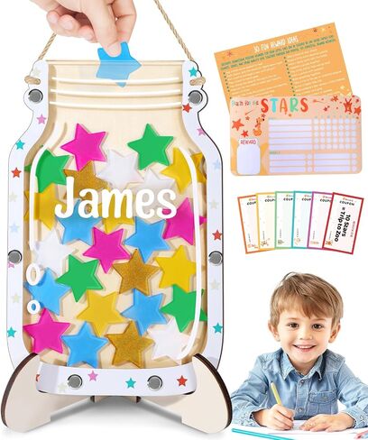 Swooflia Car Custom Reward Jar Jar Star Jar for Kids - Home Star Jar Reward System مع الفصل الدراسي المغناطيسي ، وتدريب القعادة على السلوك الإيجابي للبنات فتيان الحوافز in Kuwait