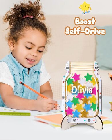 Swooflia Car Custom Reward Jar Jar Star Jar for Kids - Home Star Jar Reward System مع الفصل الدراسي المغناطيسي ، وتدريب القعادة على السلوك الإيجابي للبنات فتيان الحوافز in Kuwait