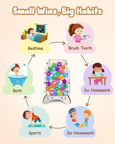 Swooflia Car Custom Reward Jar Magnetic Star Jar for Kids - Home Star Jar Reward System with Magnetic Chart Classroom, Positive Behavior Potty Training for Girls Boys Incentives in Kuwait