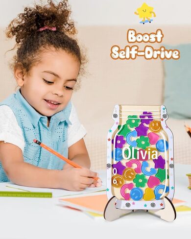 Swooflia Car Custom Reward Jar Magnetic Star Jar for Kids - Home Star Jar Reward System with Magnetic Chart Classroom, Positive Behavior Potty Training for Girls Boys Incentives in Kuwait