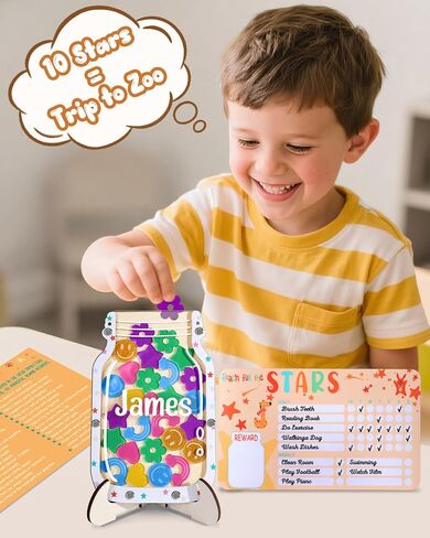 Swooflia Car Custom Reward Jar Magnetic Star Jar for Kids - Home Star Jar Reward System with Magnetic Chart Classroom, Positive Behavior Potty Training for Girls Boys Incentives in Kuwait