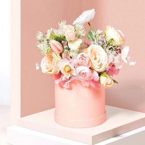 2pcs Pink Floral Arrangements Flower Box, Round Paperboard Boxes for Proposal, Wedding, Birthday, Gift Packaging, 5.51x5.51x5.11 Inches in Saudi Arabia