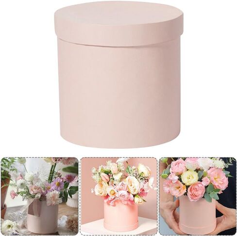 2pcs Pink Floral Arrangements Flower Box, Round Paperboard Boxes for Proposal, Wedding, Birthday, Gift Packaging, 5.51x5.51x5.11 Inches in Saudi Arabia