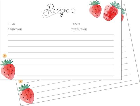 Heart & Berry Strawberry Recipe Cards - Set of 50 Thick Double-Sided Cards in Kuwait