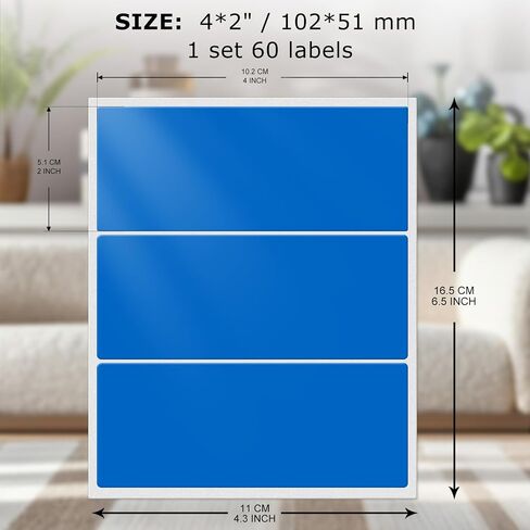 Black Labels 4 × 2 Inch Vinyl Rectangle Assorted Removable Color Coding Stickers Self-Adhesive Waterproof Colored Name Tags for Home Office Inventory 60 PCS in Kuwait