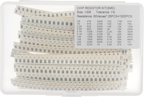 60 قيمة × 25 قطعة، إجمالي 1500 قطعة، 0805 1% SMD مجموعة مقاومة رقاقة سميكة للتركيب على السطح in Kuwait