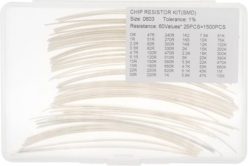60 قيمة × 25 قطعة، إجمالي 1500 قطعة، 0805 1% SMD مجموعة مقاومة رقاقة سميكة للتركيب على السطح in Kuwait