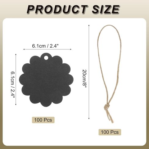 MECCANIXITY 100Pcs Kraft Paper Gift Tags with String,24x24 Inch Round Circle Paper Labels Brown Gift Bags Tag for Price Tags,Christmas Gifts, DIY Crafts, Wedding, Party Favors in Kuwait