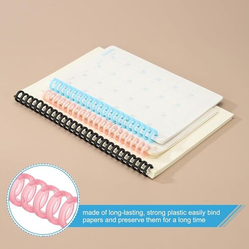PATIKIL 12mm(1/2") Plastic Spiral Binding Coils, 25 Pcs Binding Spirals 85 Sheet Capacity 3:1 Pitch Binding Spirals for Binding Paper Sheets, Transparent Pink in Kuwait