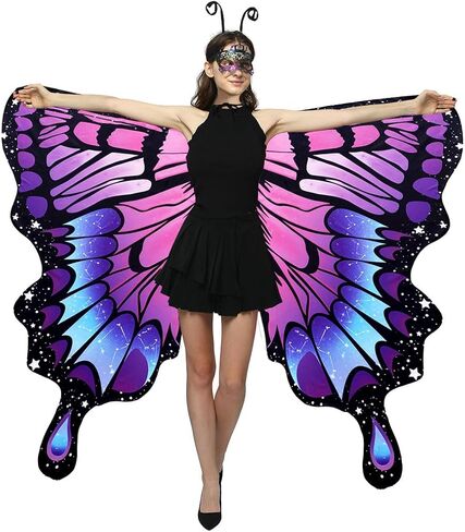 Double-Sided Printing Butterfly Costume for Women, Halloween Costumes Adult Butterfly Wings for Women in Kuwait
