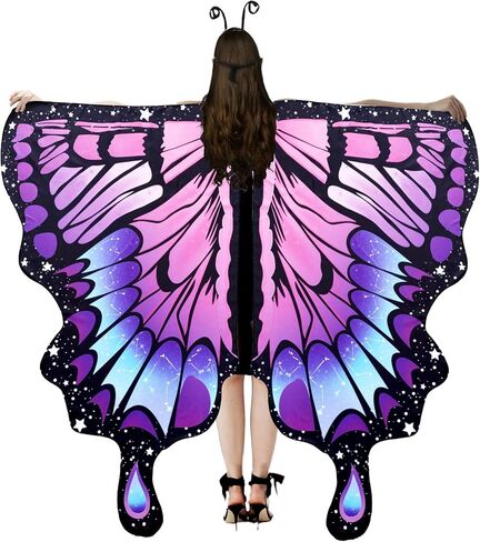 Double-Sided Printing Butterfly Costume for Women, Halloween Costumes Adult Butterfly Wings for Women in Kuwait