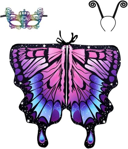 Double-Sided Printing Butterfly Costume for Women, Halloween Costumes Adult Butterfly Wings for Women in Kuwait