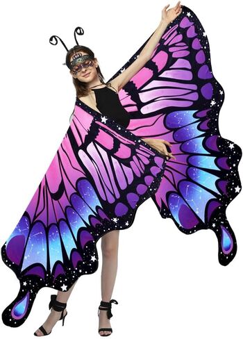 Double-Sided Printing Butterfly Costume for Women, Halloween Costumes Adult Butterfly Wings for Women in Kuwait